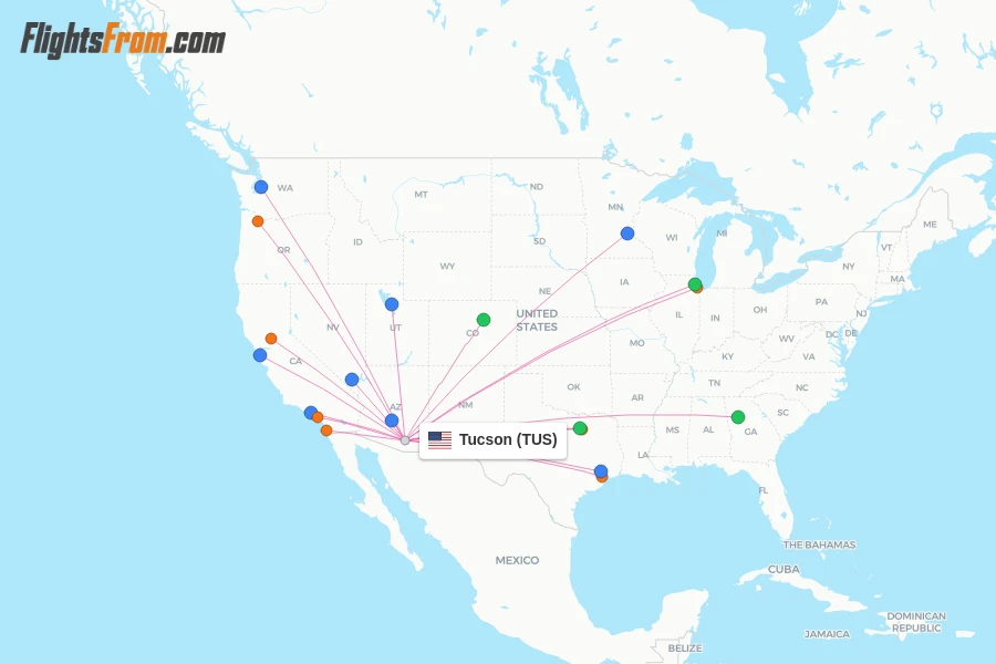 Tucson flight map