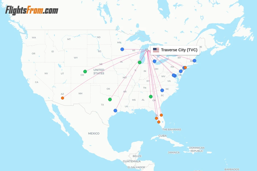 Traverse City flight map