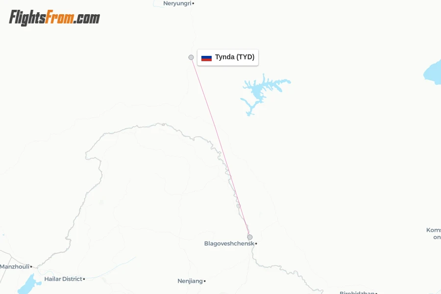 Tynda flight map