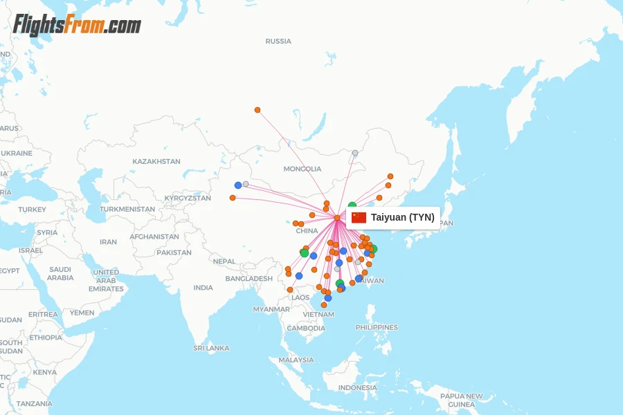 Taiyuan flight map