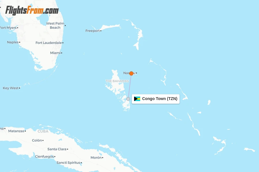 Congo Town flight map