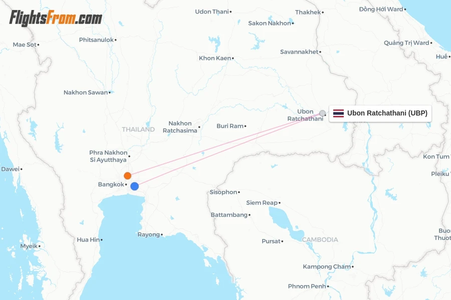 Ubon Ratchathani flight map