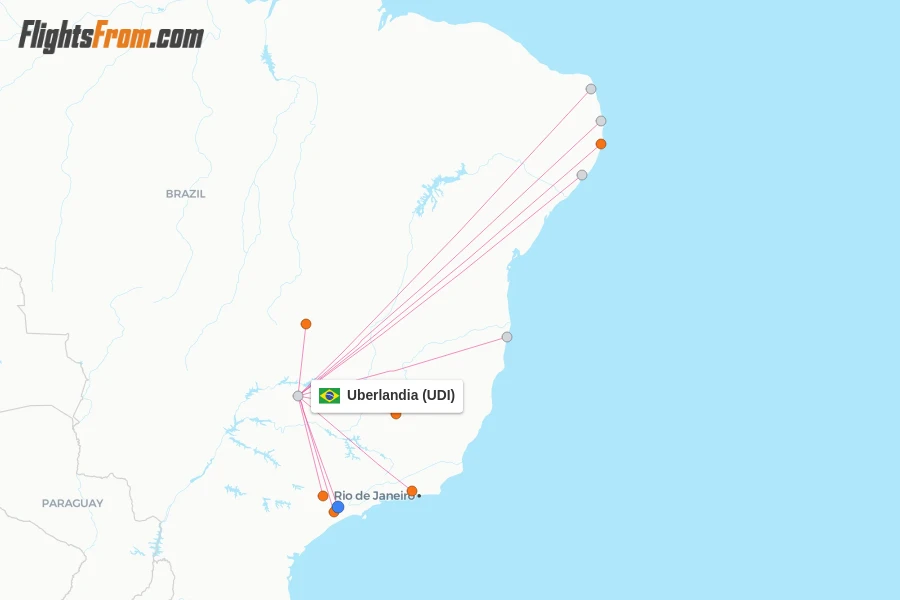 Uberlandia flight map
