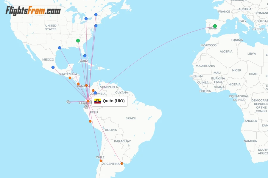 Quito flight map