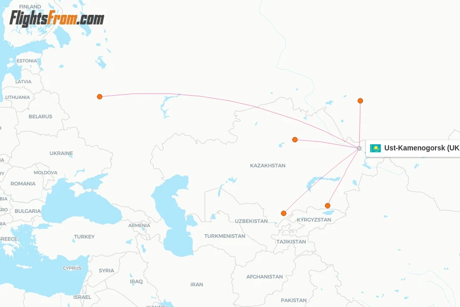 Ust-Kamenogorsk flight map