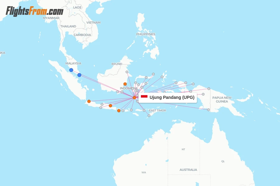 Ujung Pandang flight map