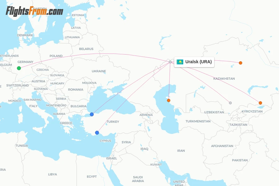 Uralsk flight map