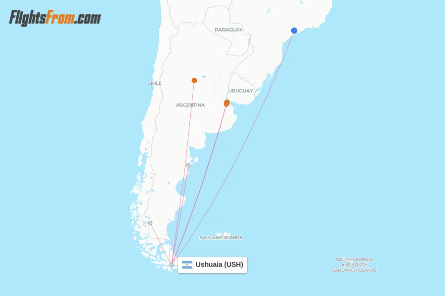 Ushuaia flight map