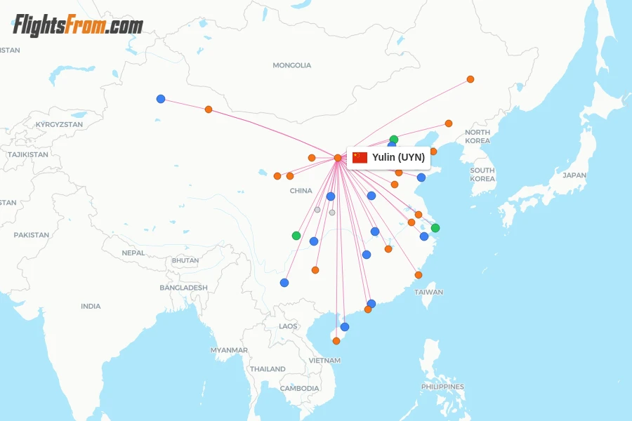 Yulin flight map