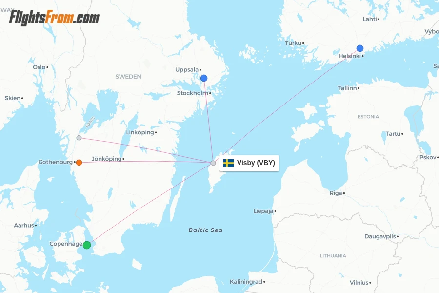 Visby flight map