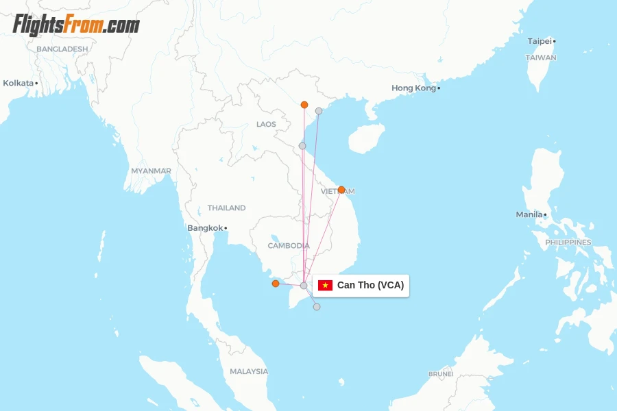 Can Tho flight map