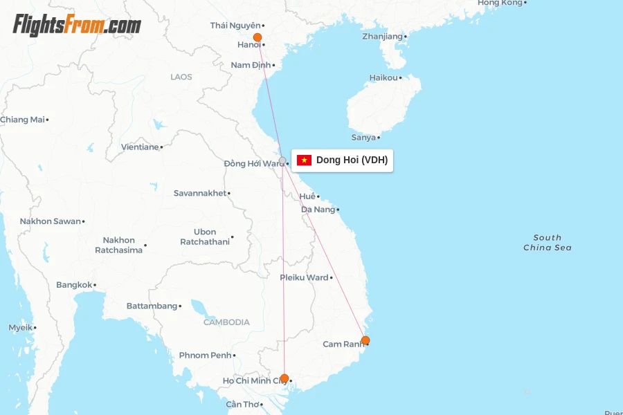 Dong Hoi flight map
