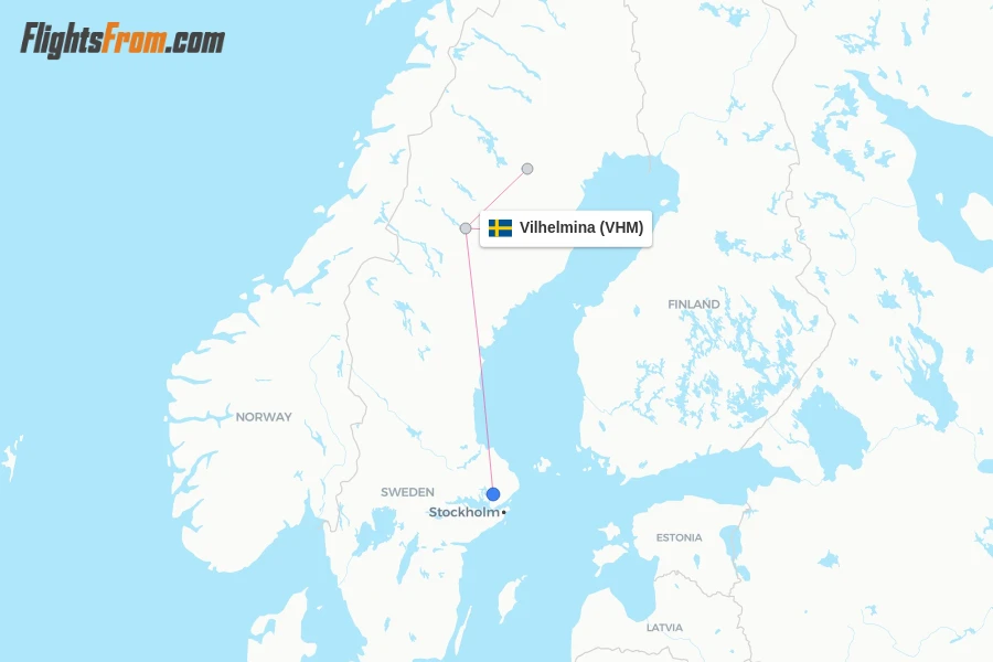 Vilhelmina flight map