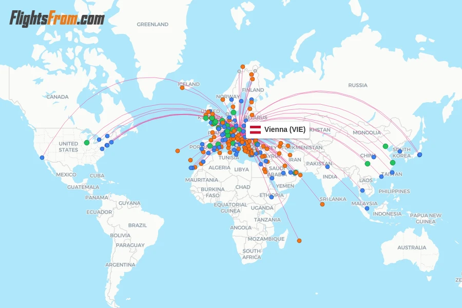 Vienna flight map