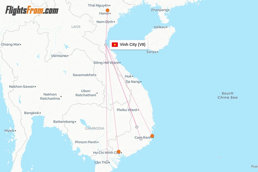 Vinh City flight map