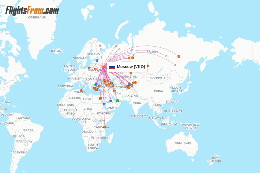 Moscow flight map