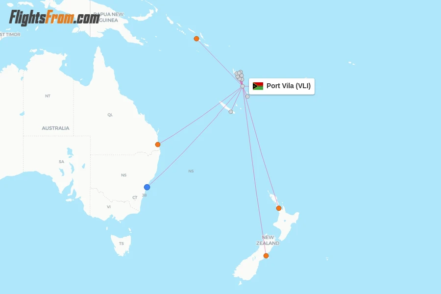 Port Vila flight map