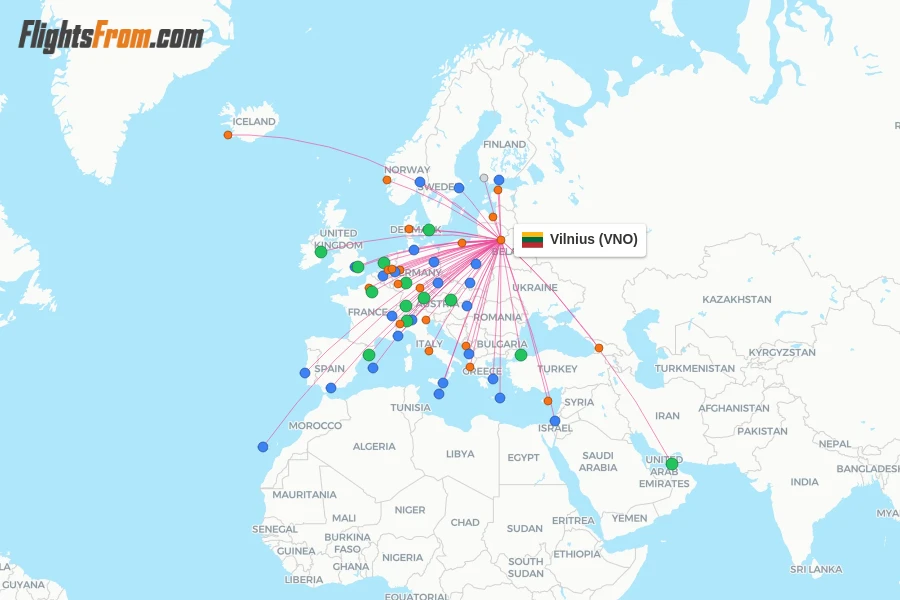 Vilnius flight map