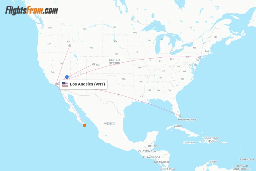 Los Angeles flight map