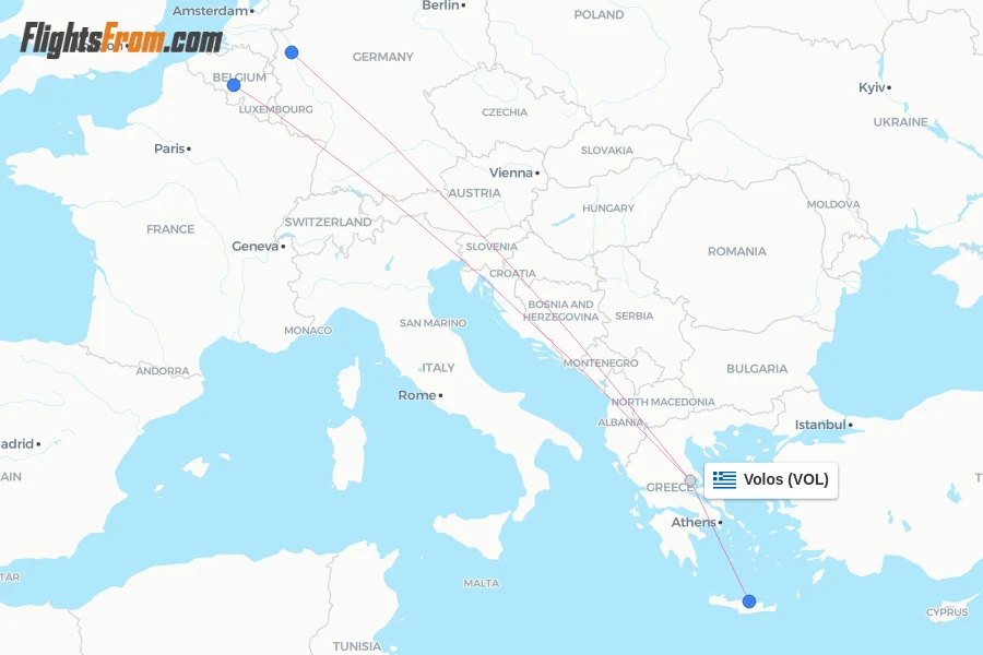 Volos flight map