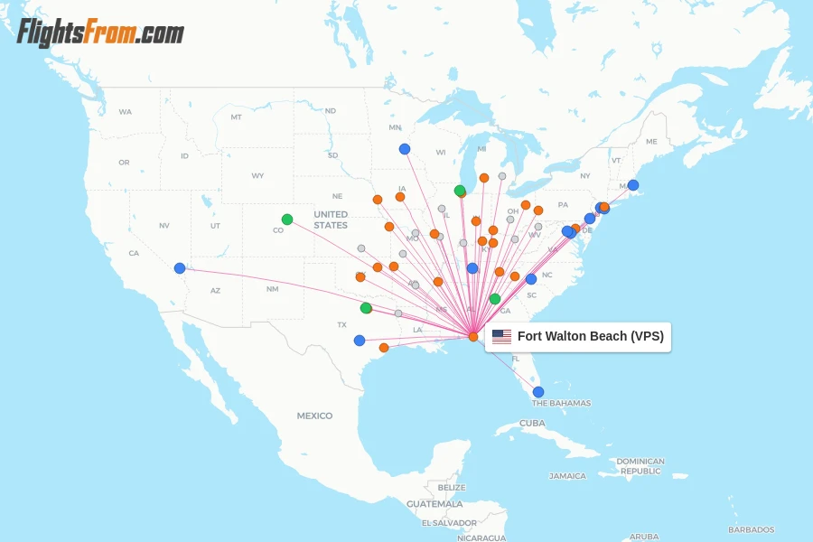 Fort Walton Beach flight map