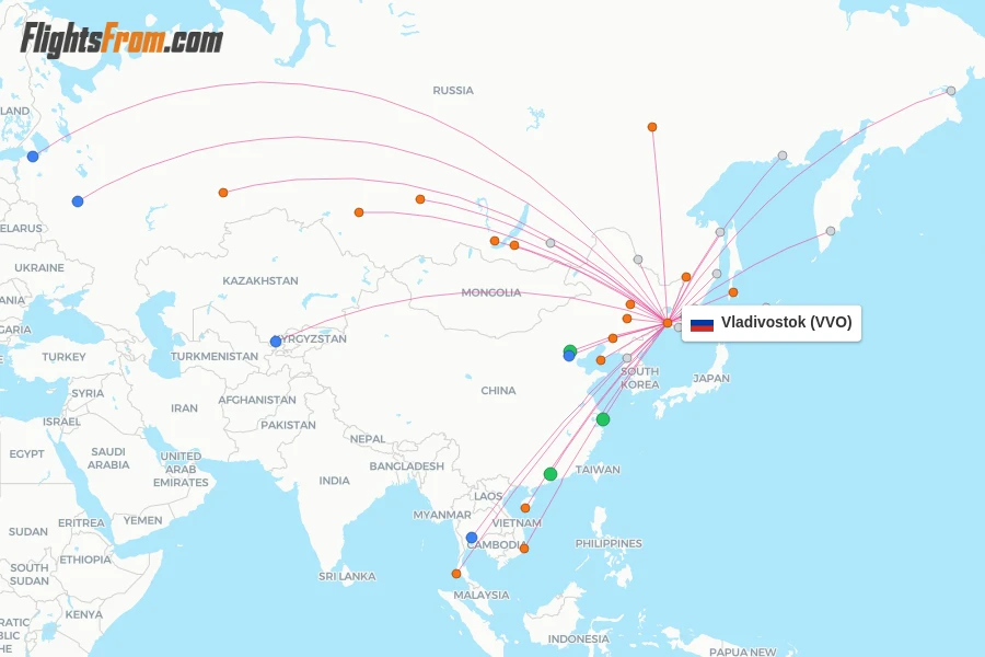 Vladivostok flight map