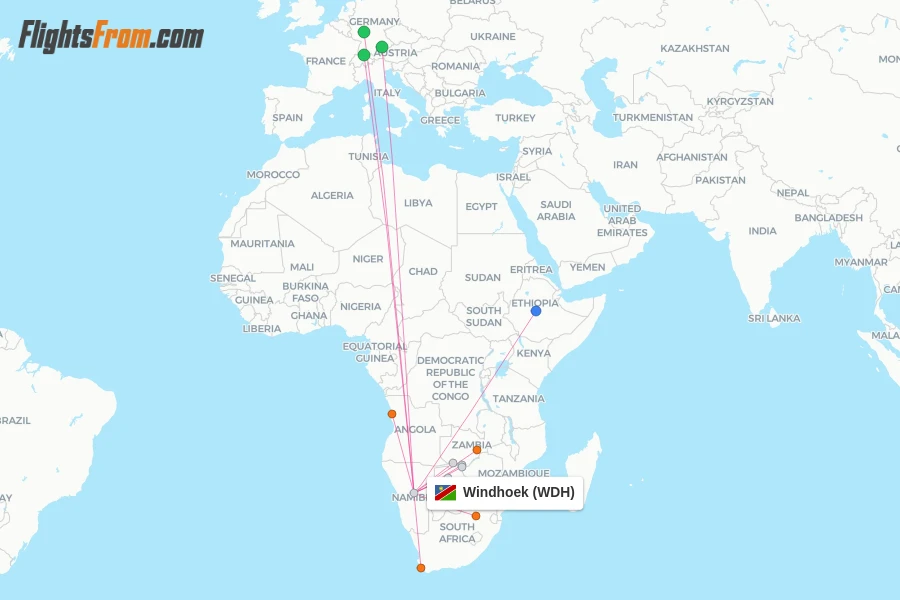Windhoek flight map