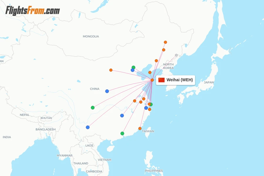 Weihai flight map