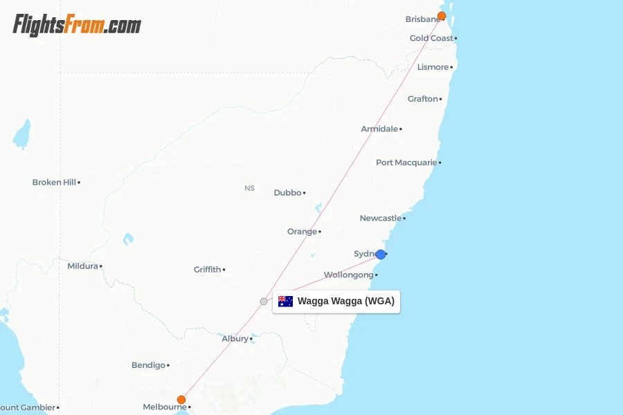 Wagga Wagga flight map