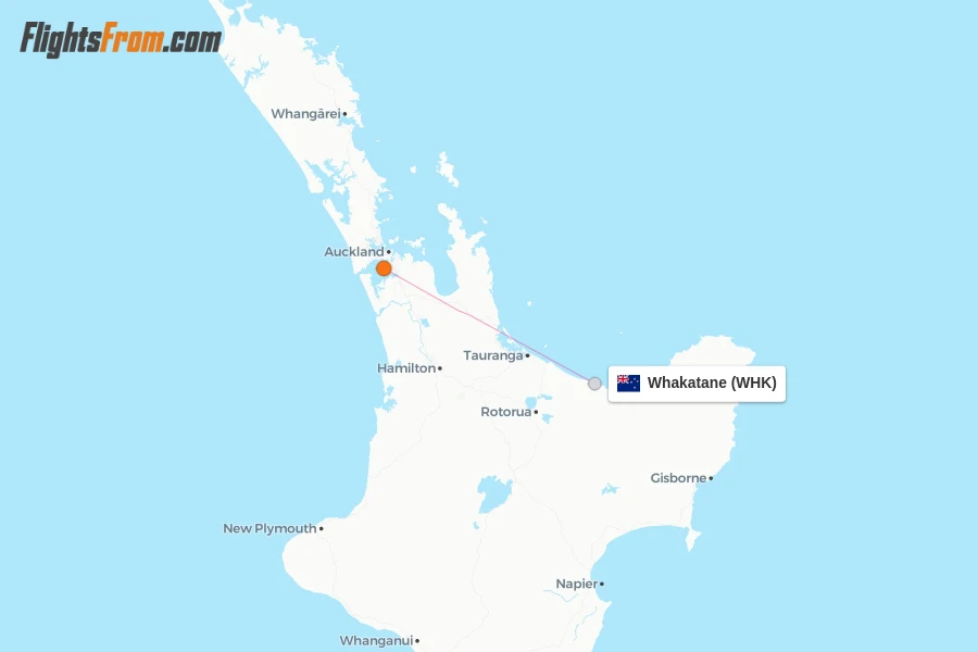 Whakatane flight map