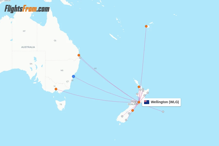 Wellington flight map
