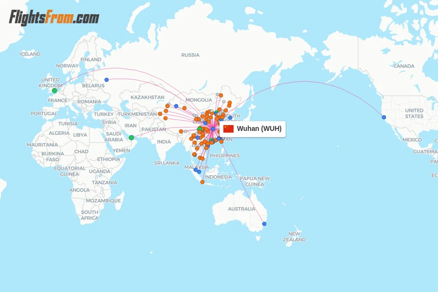 Wuhan flight map