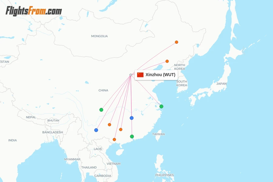 Xinzhou flight map