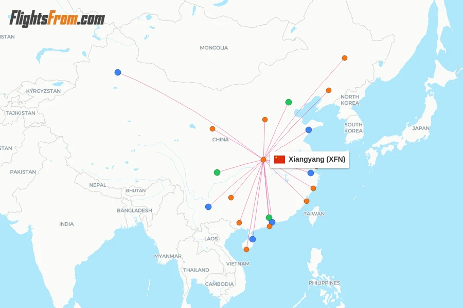 Xiangyang flight map
