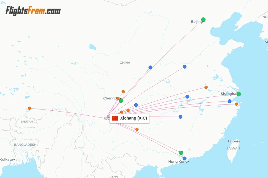 Xichang flight map