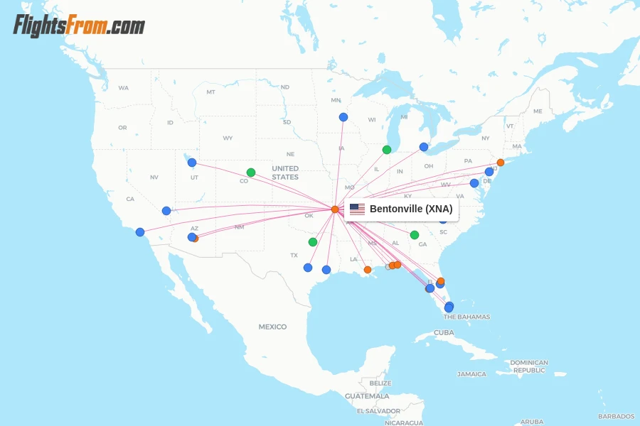 Bentonville flight map