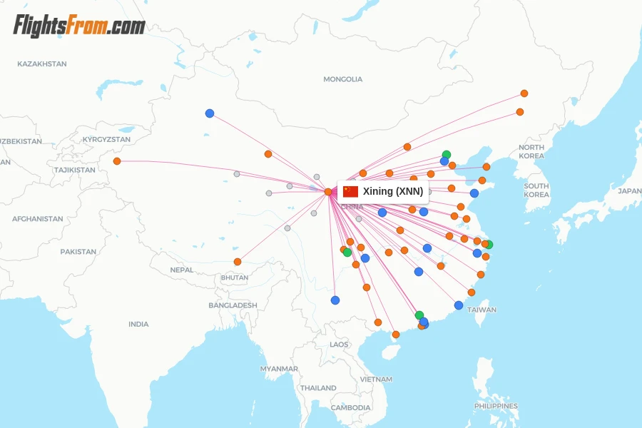 Xining flight map