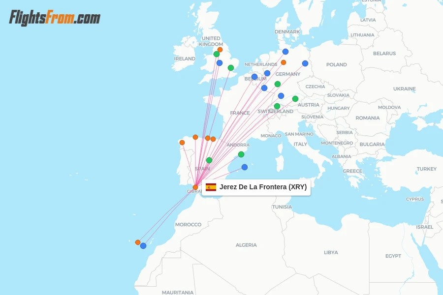 Jerez De La Frontera flight map
