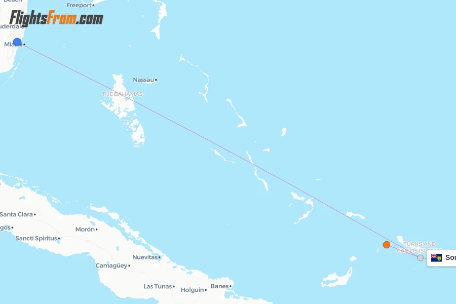 South Caicos flight map