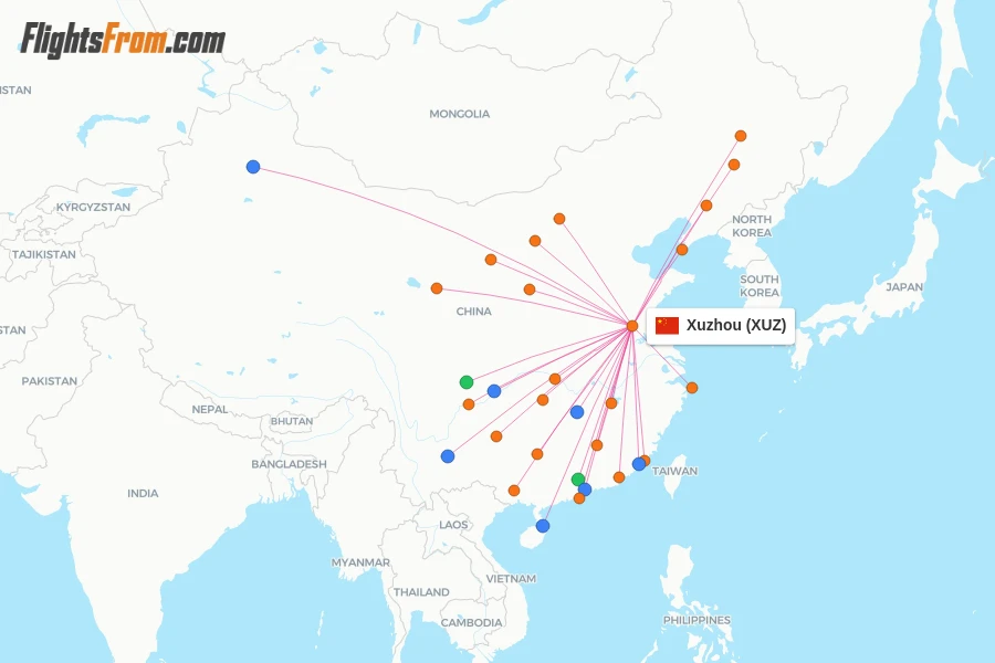 Xuzhou flight map