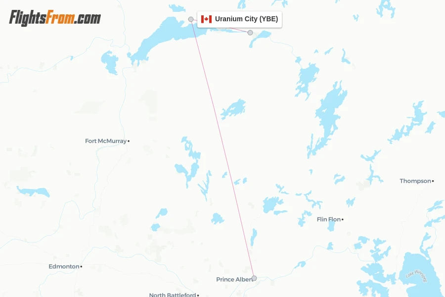 Uranium City flight map