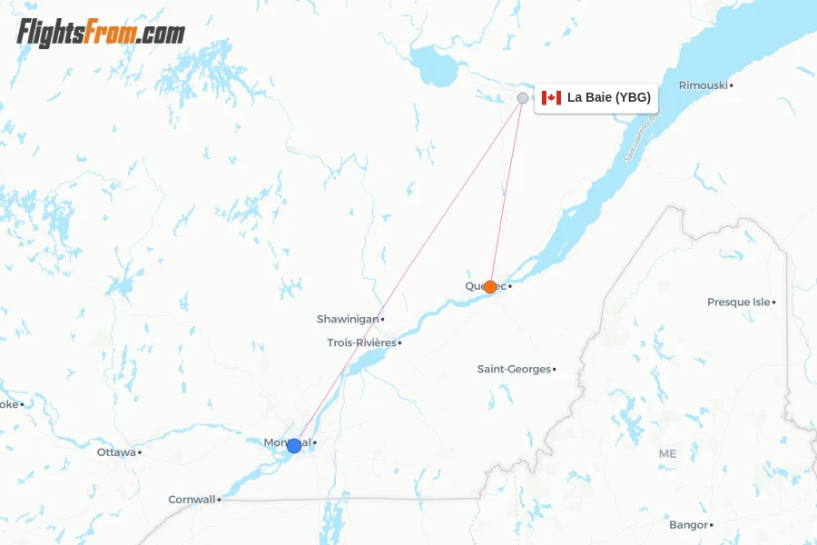 La Baie flight map