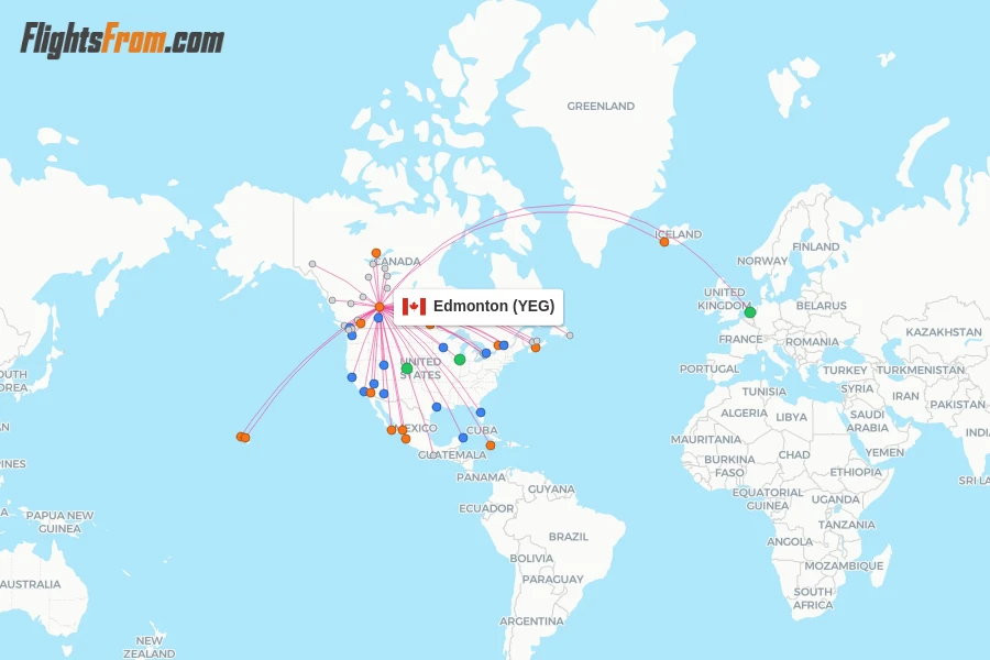 Edmonton flight map