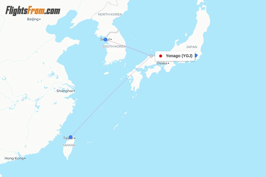 Yonago flight map