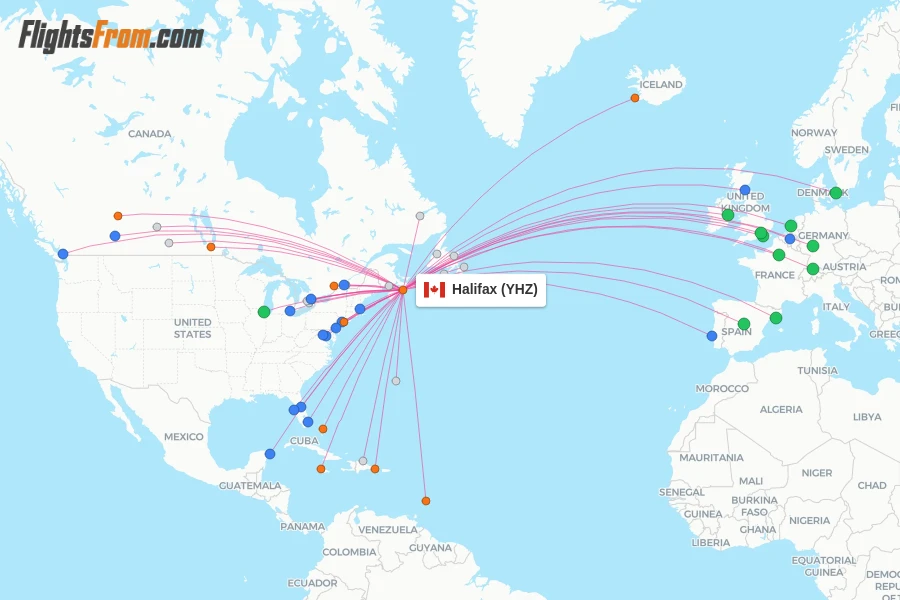 Halifax flight map