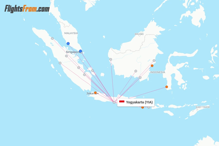 Yogyakarta flight map