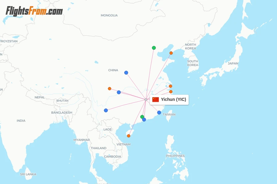 Yichun flight map