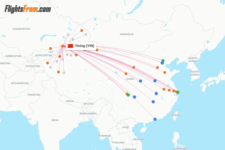 Yining flight map