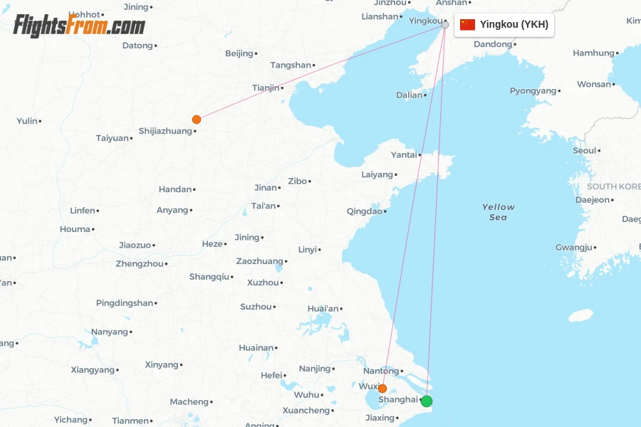 Yingkou flight map