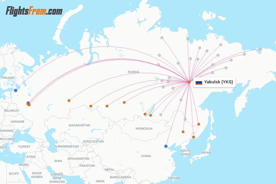 Yakutsk flight map